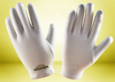 Bleached White Cotton Cosmetic Gloves Ecological Textile Fabric 23cm Length
